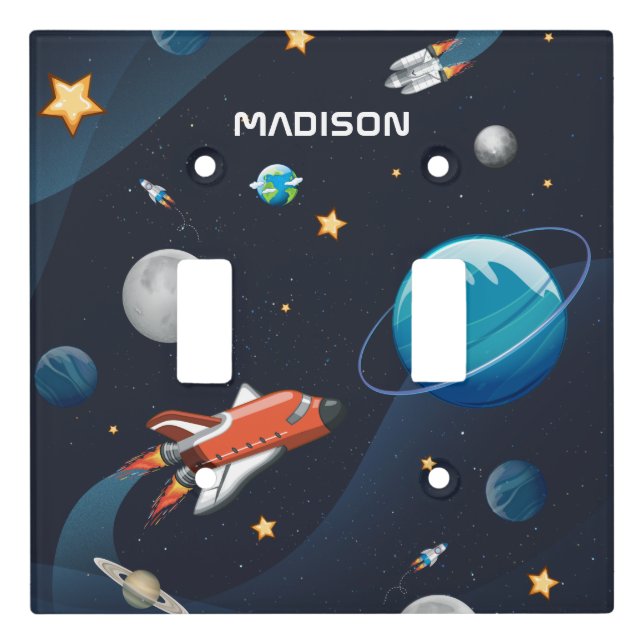 Outer Space Pattern Shuttle in Galaxy Light Switch Cover (Front)