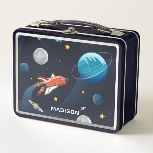 Outer Space Pattern Shuttle in Galaxy Metal Lunch Box