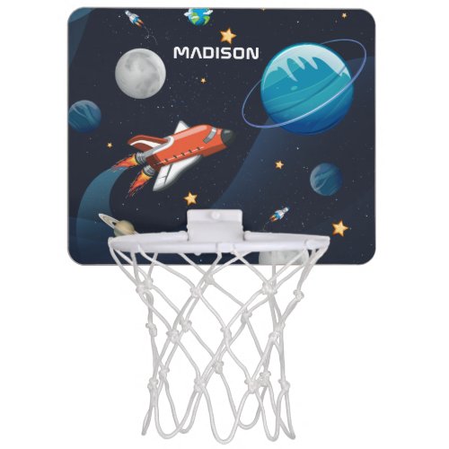 Outer Space Pattern Shuttle Travel Personalized Mini Basketball Hoop