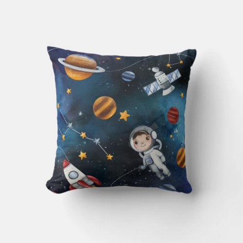 Outer Space Personalized Add Your Name Throw Pillow