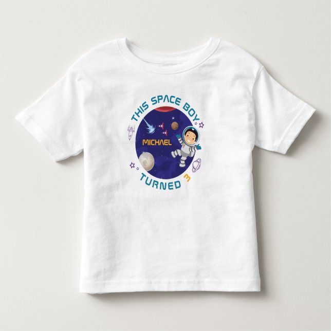 Outer Space Personalized Moon Stars Astronaut Toddler T-shirt (Front)