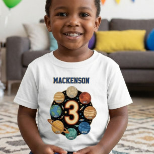 Outer space personalized name 3rd Birthday party Baby T-Shirt