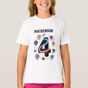 Outer space personalized name 4 Birthday party T-Shirt