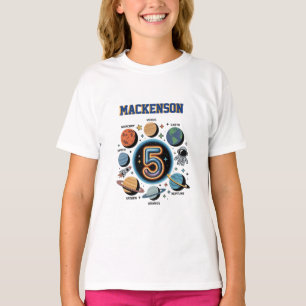 Outer space personalized name 5th Birthday party T-Shirt