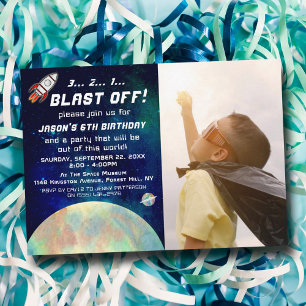 Outer Space Photo Any Age Birthday Invitations