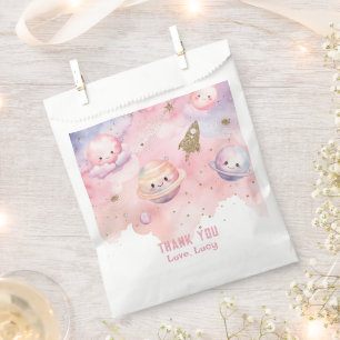 Outer Space pink golf planets and stars Thank you Favor Bag