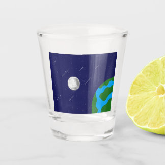 Outer space Planet and Moon acrylic puzzle  Shot Glass