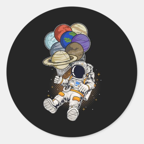 Outer Space Planet Balloon Cosmonaut Science Gift Classic Round Sticker