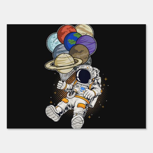 Outer Space Planet Balloon Cosmonaut Science Gift  Sign