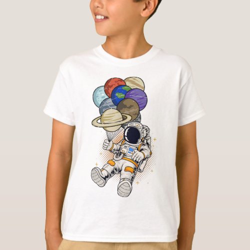 Outer Space Planet Balloon Cosmonaut Science Gift T_Shirt