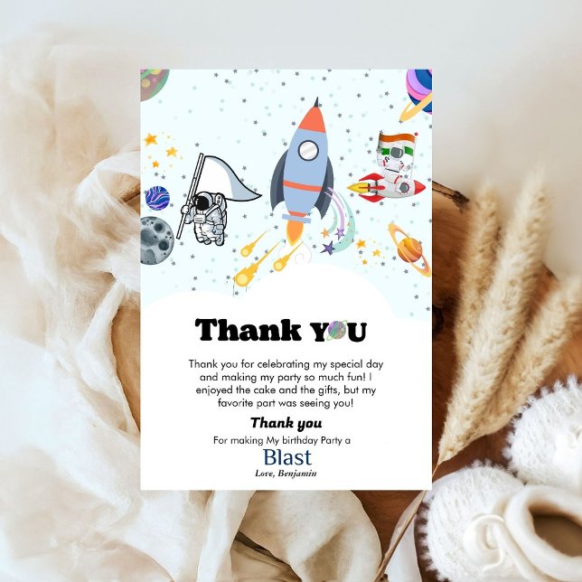 Outer space planet boy birthday thank you card (Creator Uploaded)