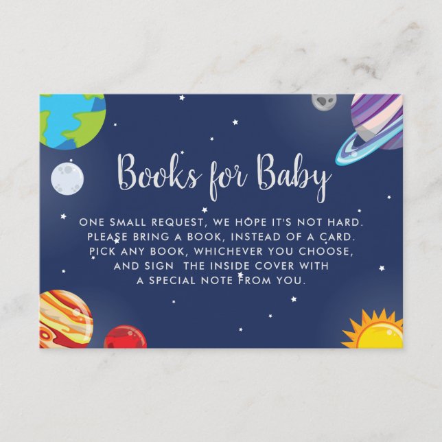 Outer Space Planet Galaxy Baby Shower Book Request Enclosure Card (Front)