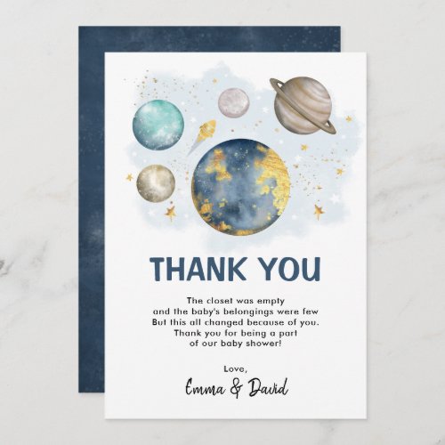 Outer Space Planet Galaxy Baby Shower Thank You