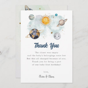Outer Space Planet Galaxy Birthday Thank You Card