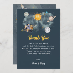 Outer Space Planet Galaxy Birthday Thank You Card