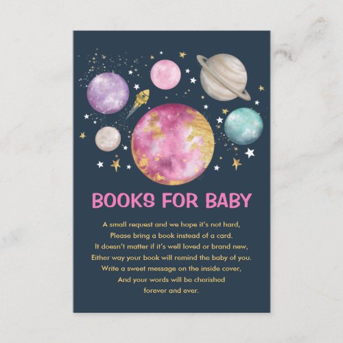 Outer Space Planet Galaxy Moon Books for Baby Girl Enclosure Card