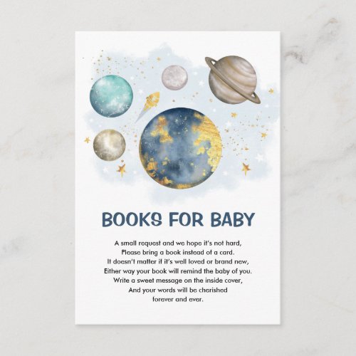 Outer Space Planet Galaxy Moon Star Books for Baby Enclosure Card