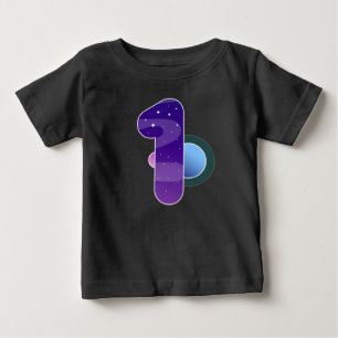 Outer Space Planet Guide 1 Year Old 1st Birthday P Baby T-Shirt