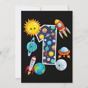Outer Space Planet Guide 1 Year Old 1st Birthday P Invitation