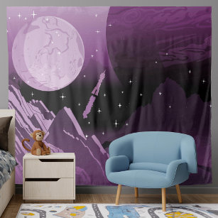 Outer-space Planet Solar System Children's Space Tapestry