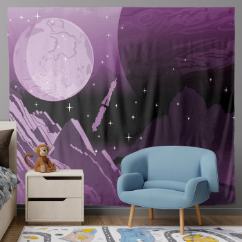 Outer-space Planet Solar System Children's Space Tapestry by beckynimoy at Zazzle