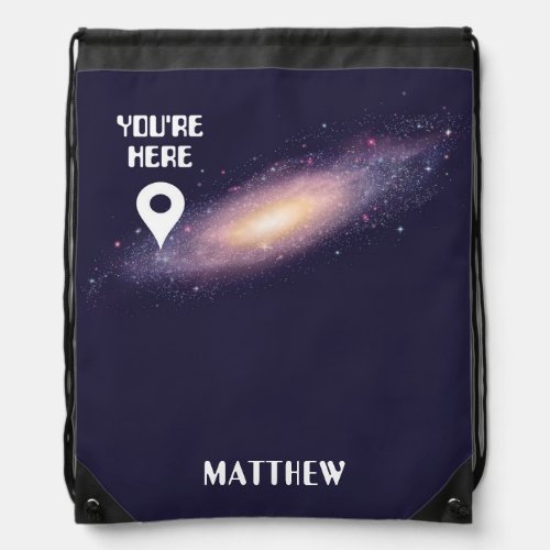 Outer Space Planetary System Personalized Drawstring Bag