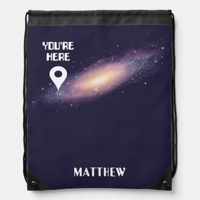 Outer Space Planetary System Personalized Drawstring Bag (Front)