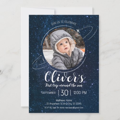 Outer Space Planets 1st Birthday Blast off Invitation