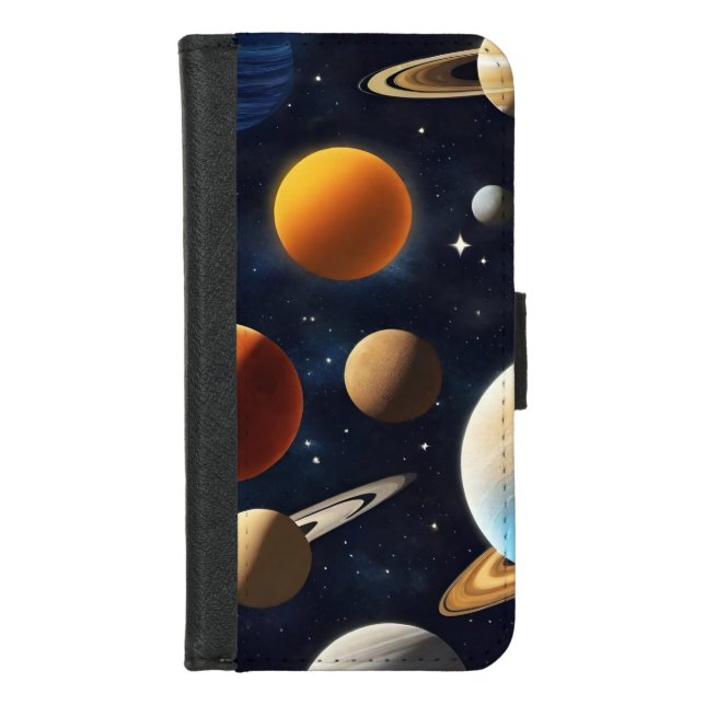 Outer Space Planets 2 iPhone Wallet Case (Front)