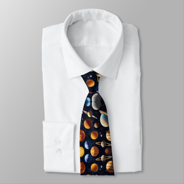 Outer Space Planets 2 Neck Tie (Tied)