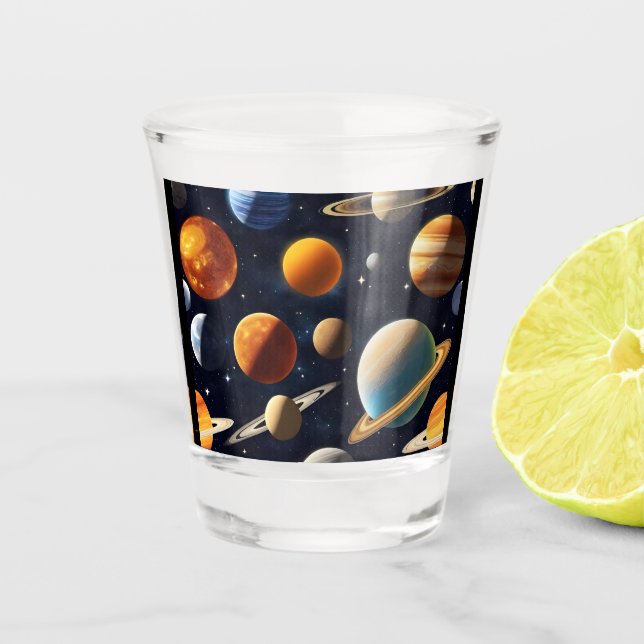 Outer Space Planets 2 Shot Glass (Front)
