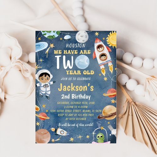 Outer Space Planets 2nd Birthday Party  Invitation