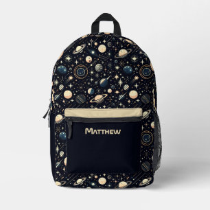 Outer Space Planets and Stars Personalized Name Printed Backpack