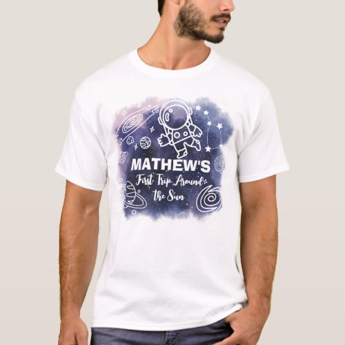 Outer Space Planets Astronaut Birthday Family Dad T_Shirt