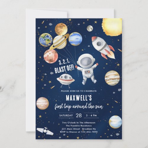 Outer Space Planets Astronaut Boy Birthday