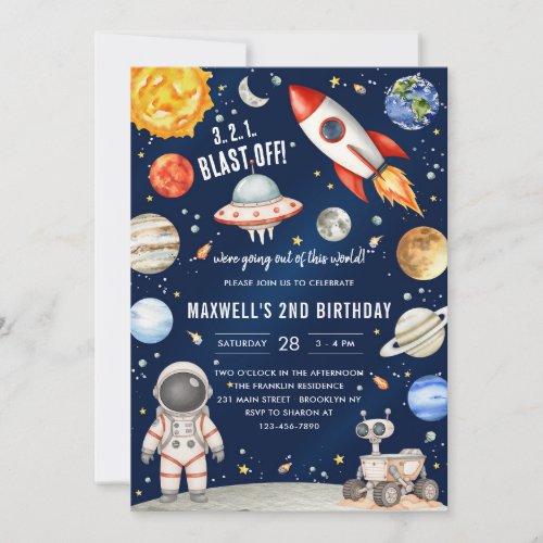 Outer Space Planets Astronaut Boy Birthday