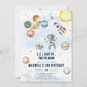 Outer Space Planets Astronaut Boy Birthday Invitation