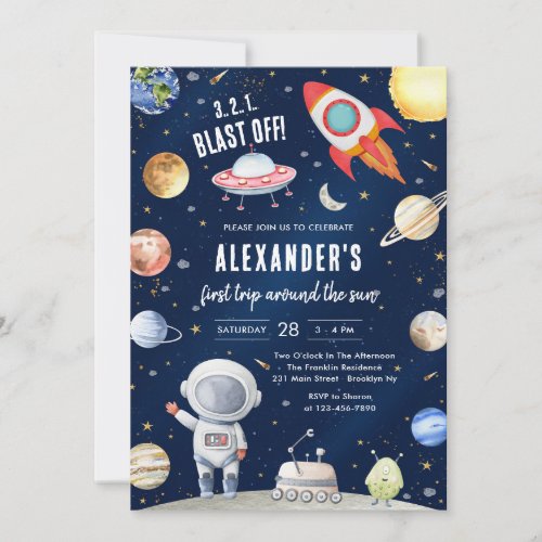 Outer Space Planets Astronaut Boy Birthday