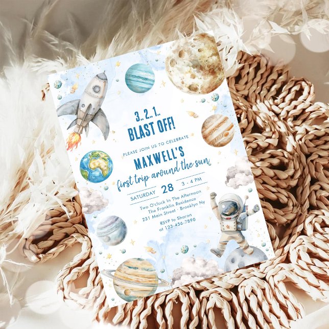 Outer Space Planets Astronaut Boy Birthday Invitation (Creator Uploaded)
