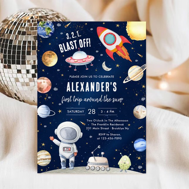 Outer Space Planets Astronaut Boy Birthday Invitation (Creator Uploaded)