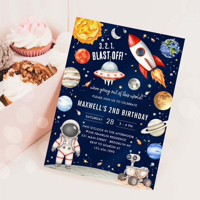 Outer Space Planets Astronaut Boy Birthday Invitation (Creator Uploaded)