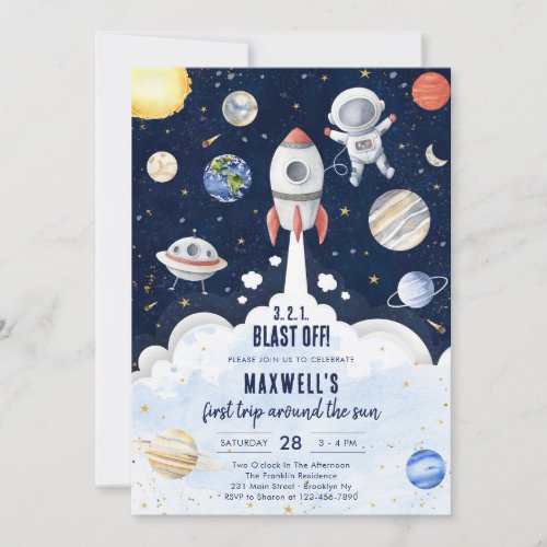 Outer Space Planets Astronaut Boy Birthday