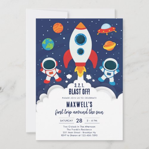 Outer Space Planets Astronaut Boy Birthday
