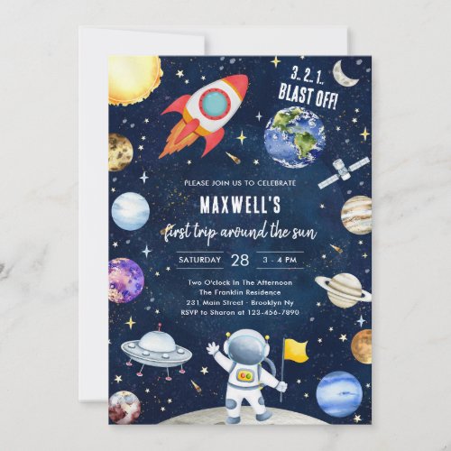 Outer Space Planets Astronaut Boy Birthday