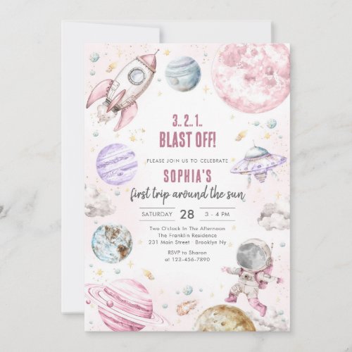 Outer Space Planets Astronaut Girl Birthday