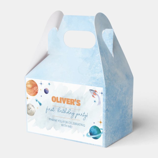 Outer Space Planets Birthday Party Favor Box (Front Side)