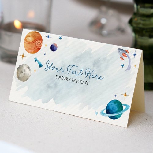 Outer Space Planets Birthday Place Card