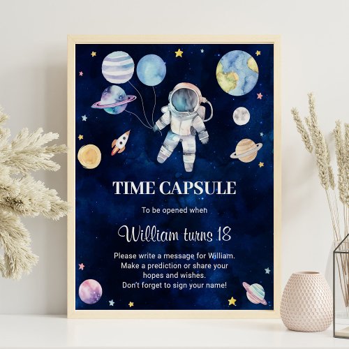 Outer Space Planets Birthday Time Capsule Sign