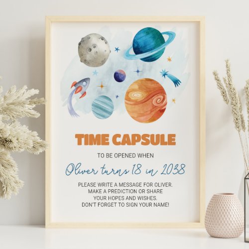 Outer Space Planets Birthday Time Capsule Sign