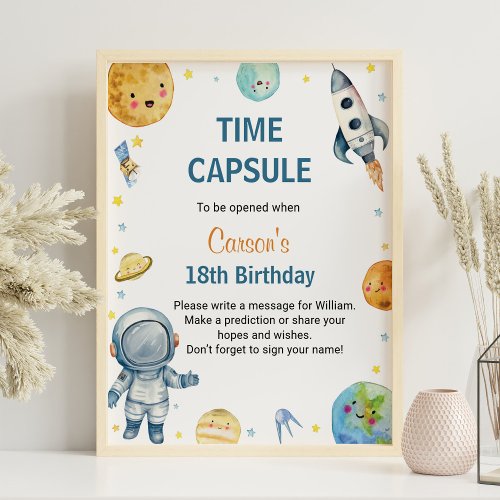 Outer Space Planets Birthday Time Capsule Sign